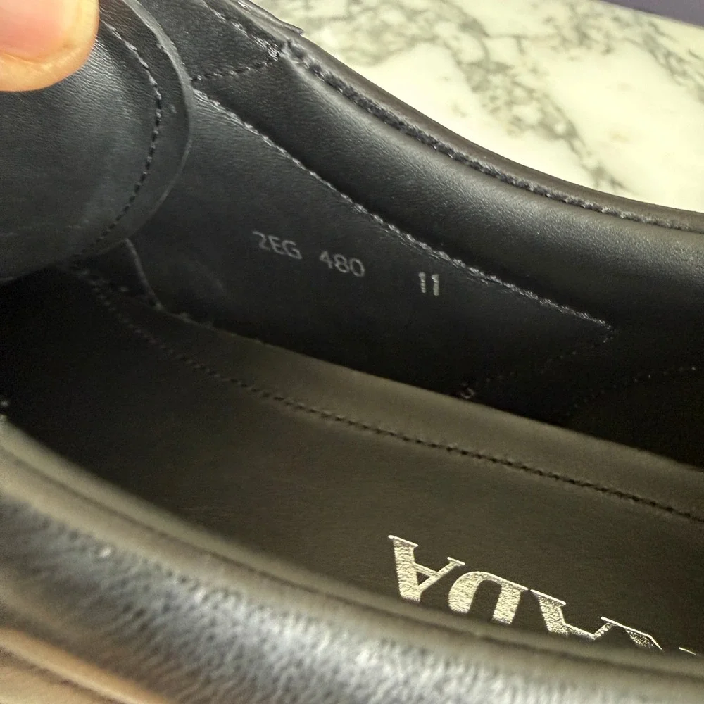 PRADA 2EG480 Black Leather Sneakers Shoes  - NEW - US 12 UK 11 - Picture 13 of 14